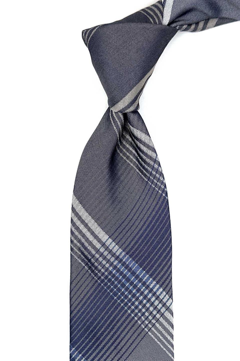 Gould Style Gri Ekose Desen İtalyan İpek Kravat İK1918
