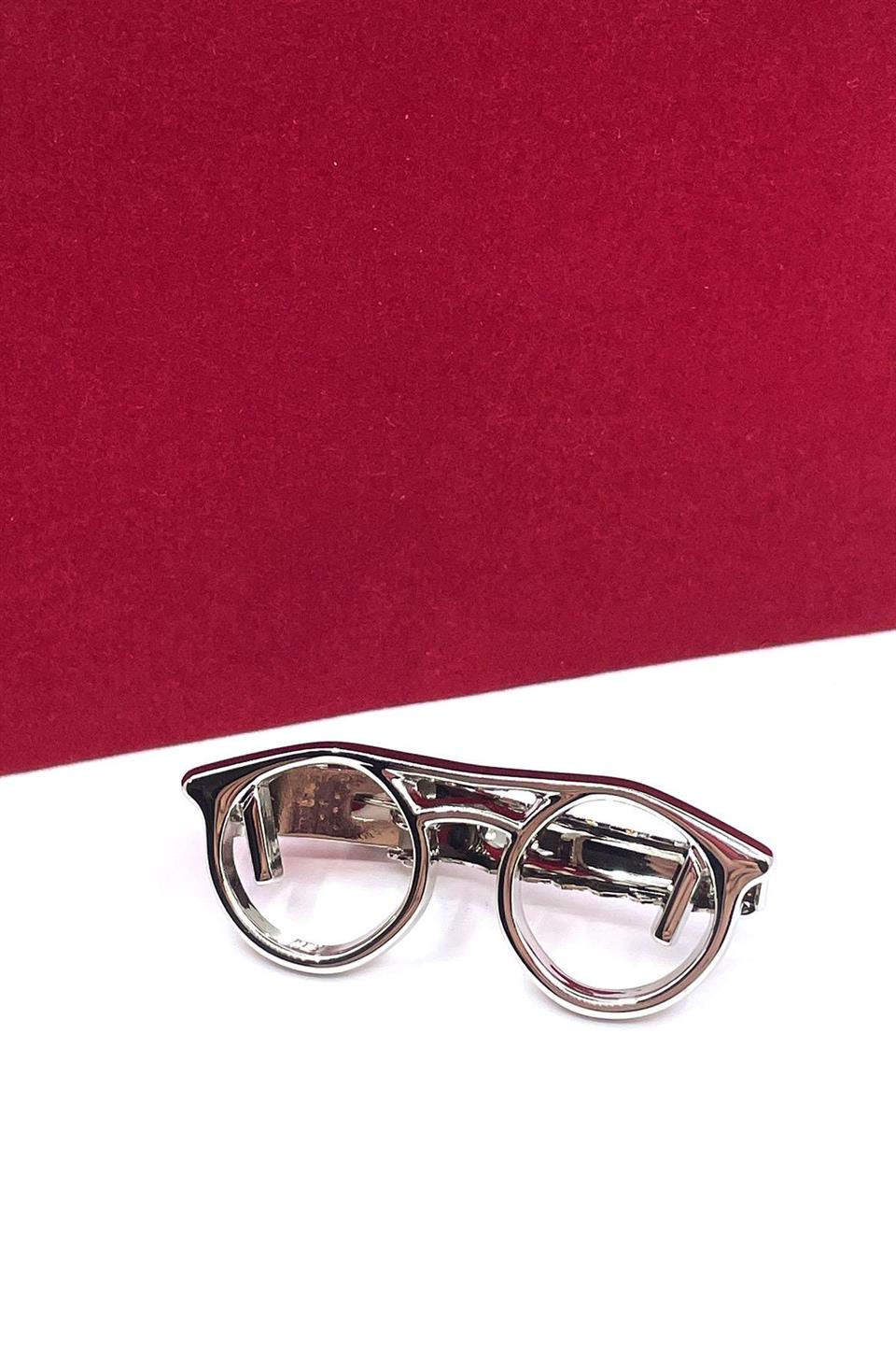 Gözlük Gümüş Kravat İğnesi KIY10