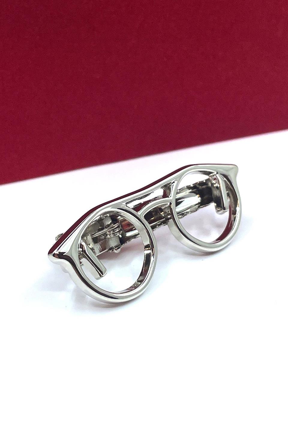 Gözlük Gümüş Kravat İğnesi KIY10