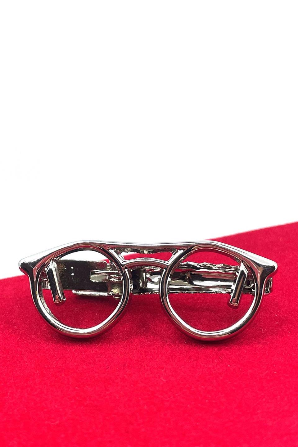 Gözlük Gümüş Kravat İğnesi KIY10