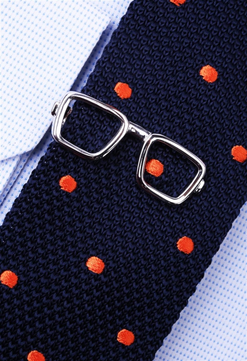 Gözlük Gümüş Kravat İğnesi KIY36