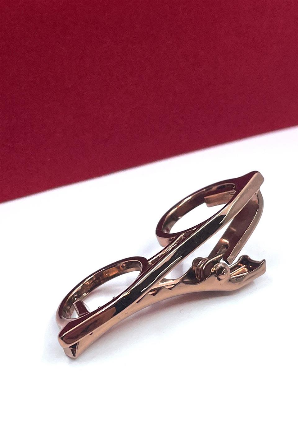 Gözlük Motif Bronz Renk Kravat İğnesi KIY710