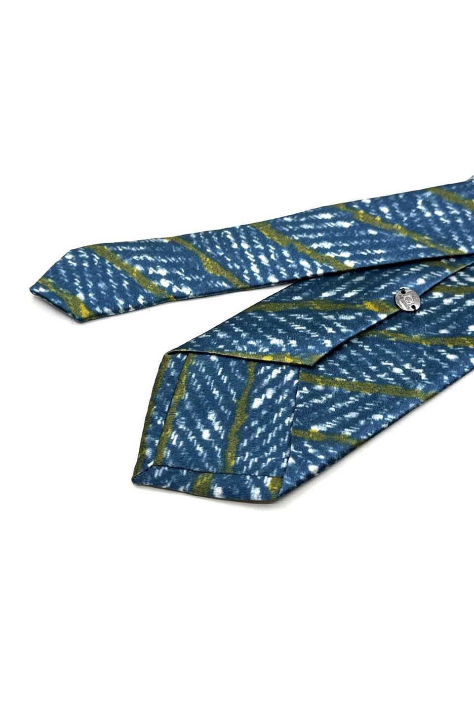 Grappa Style Petrol Çizgi Desen İtalyan İpek Kravat İK2291