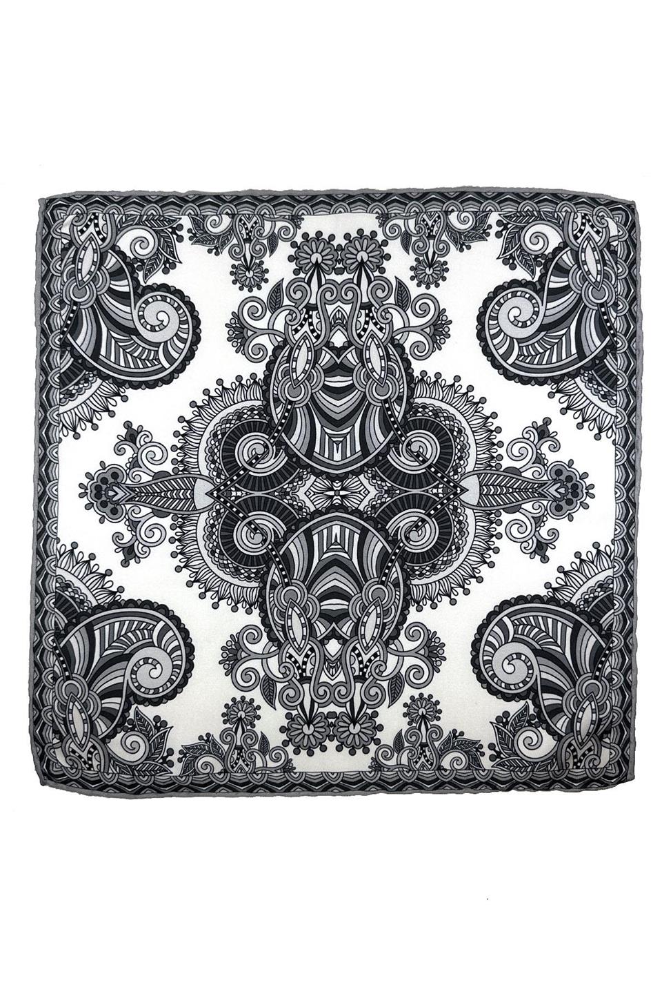 Gri - Beyaz Motif Desen Erkek Cep Mendili SPS643-123