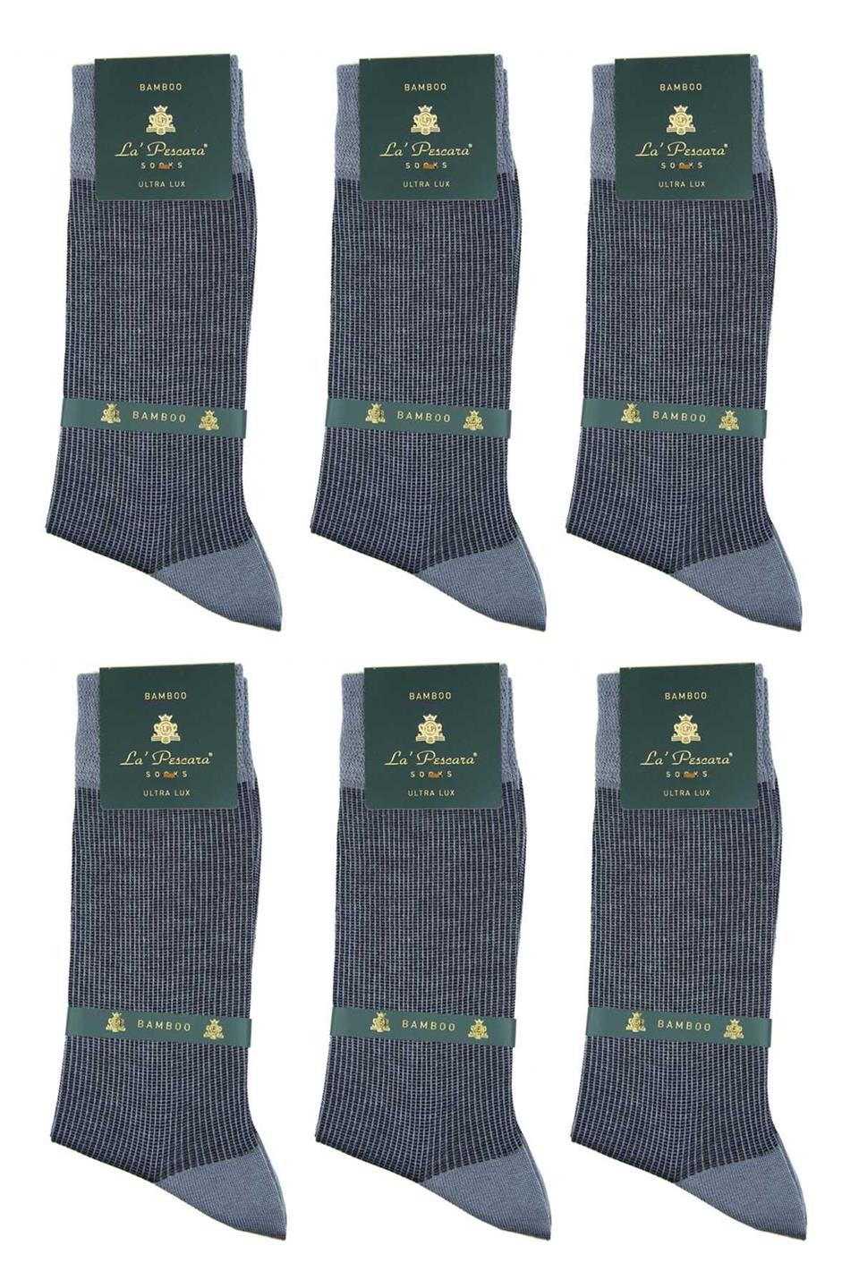 Gri Çizgi Desen 6lı Ultra Lüks Bambu Erkek Çorap CRP299