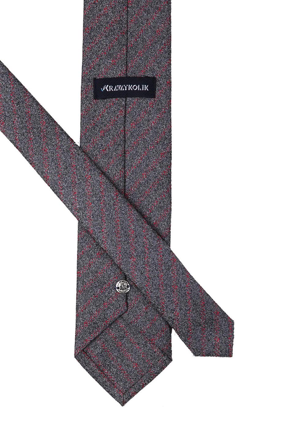 Gri Çizgi Desen Mendilli Klasik Kravat KK10343