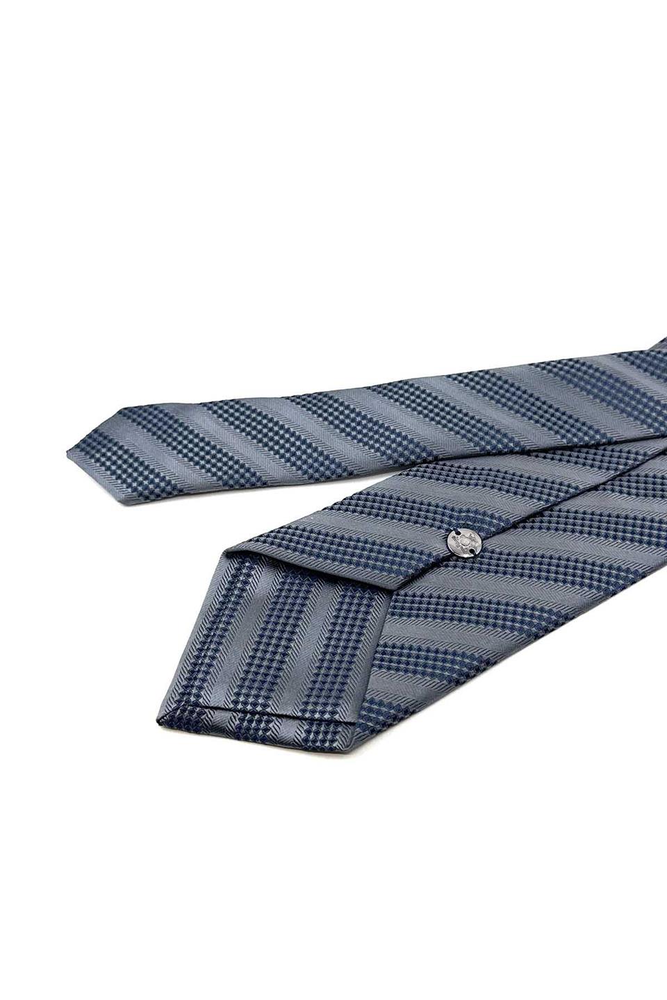Gri Çizgi Desen Mendilli Klasik Kravat KK12312