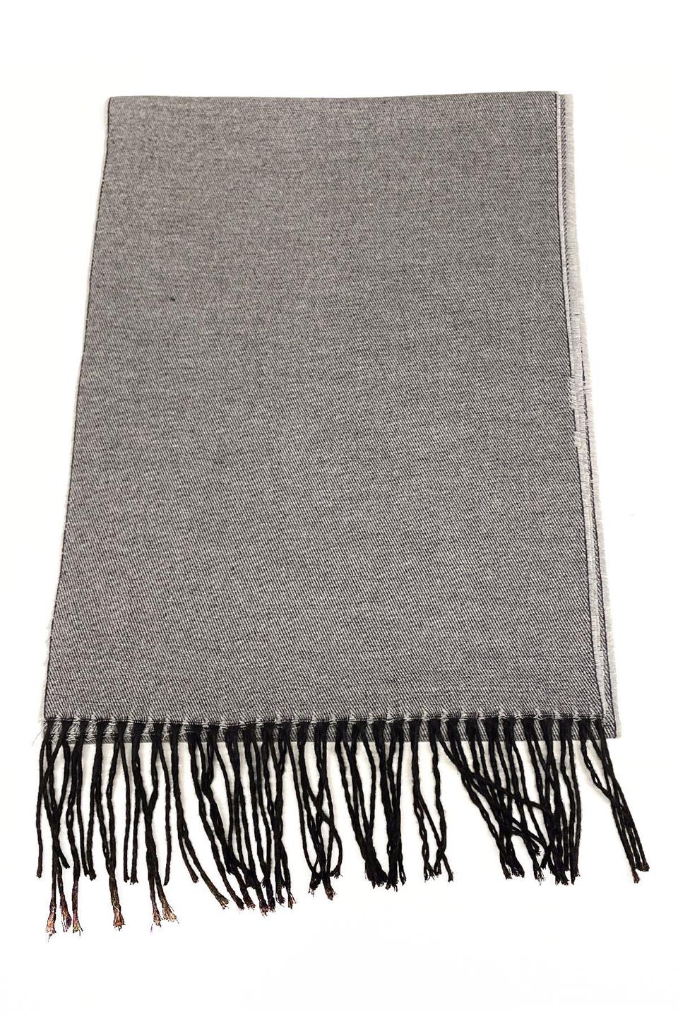 Gri Düz Çift Taraflı Erkek Kaşkol K405