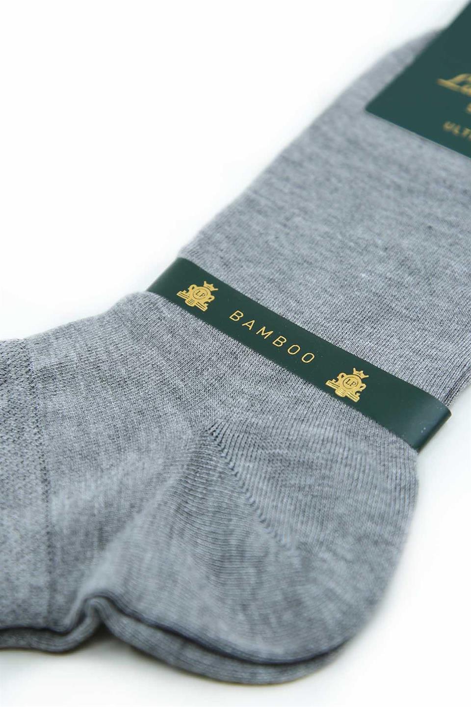 Gri Düz Ultra Lüks Bambu Tekli Erkek Yarım Çorap CRP336