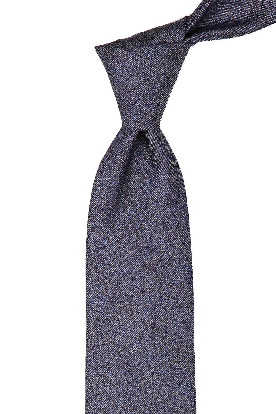 Gri - Kahverengi Kum Desen Mendilli Klasik Kravat KK10511