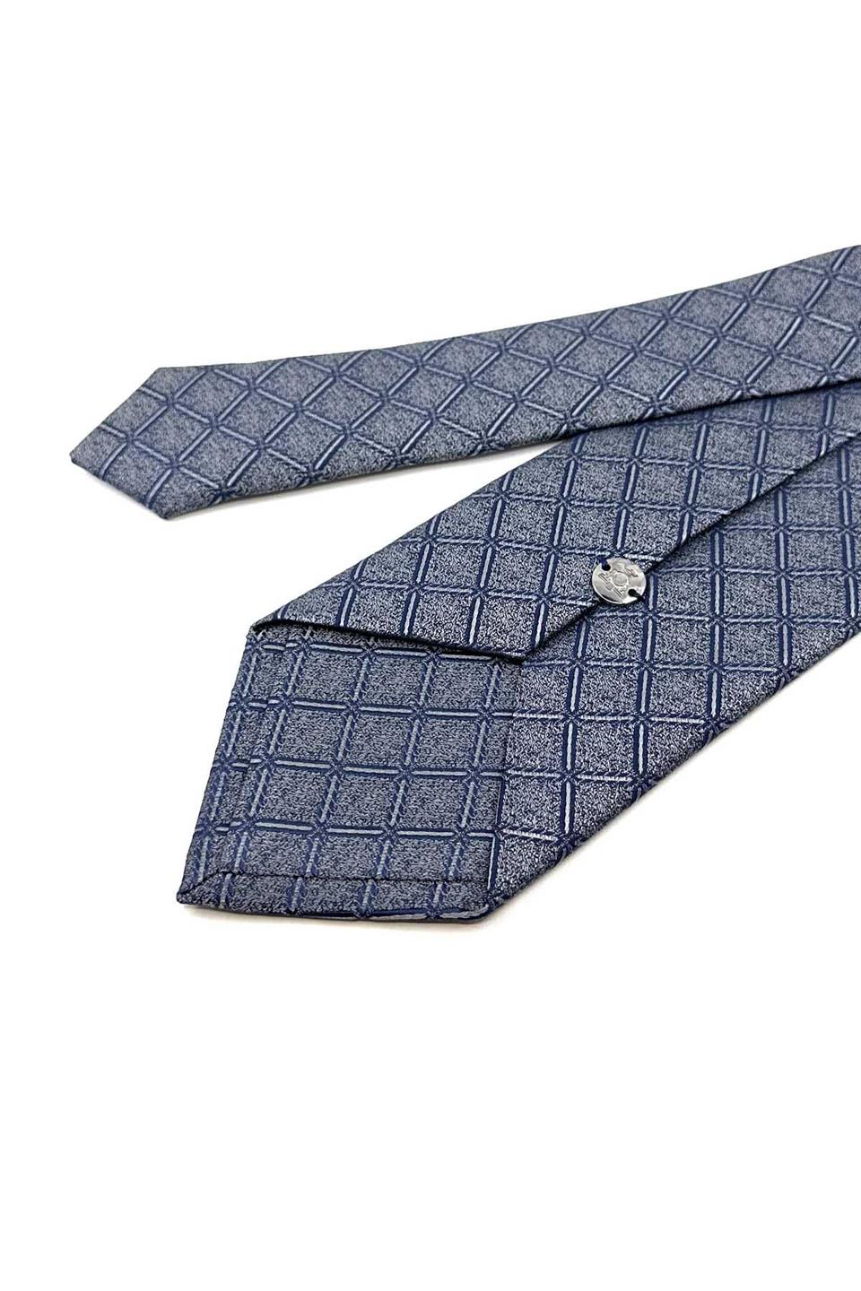 Gri Kare Desen Mendilli Klasik Kravat KK12474