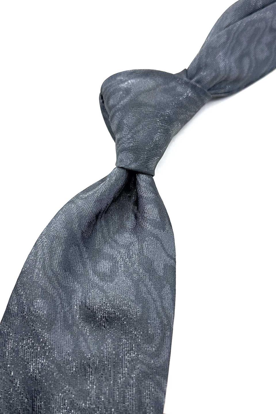 Gri Kendinden Desen İtalyan İpek Kravat İK1667