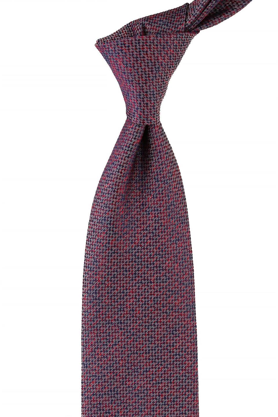 Gri - Kırmızı Nokta Desen Mendilli Klasik Kravat KK10727