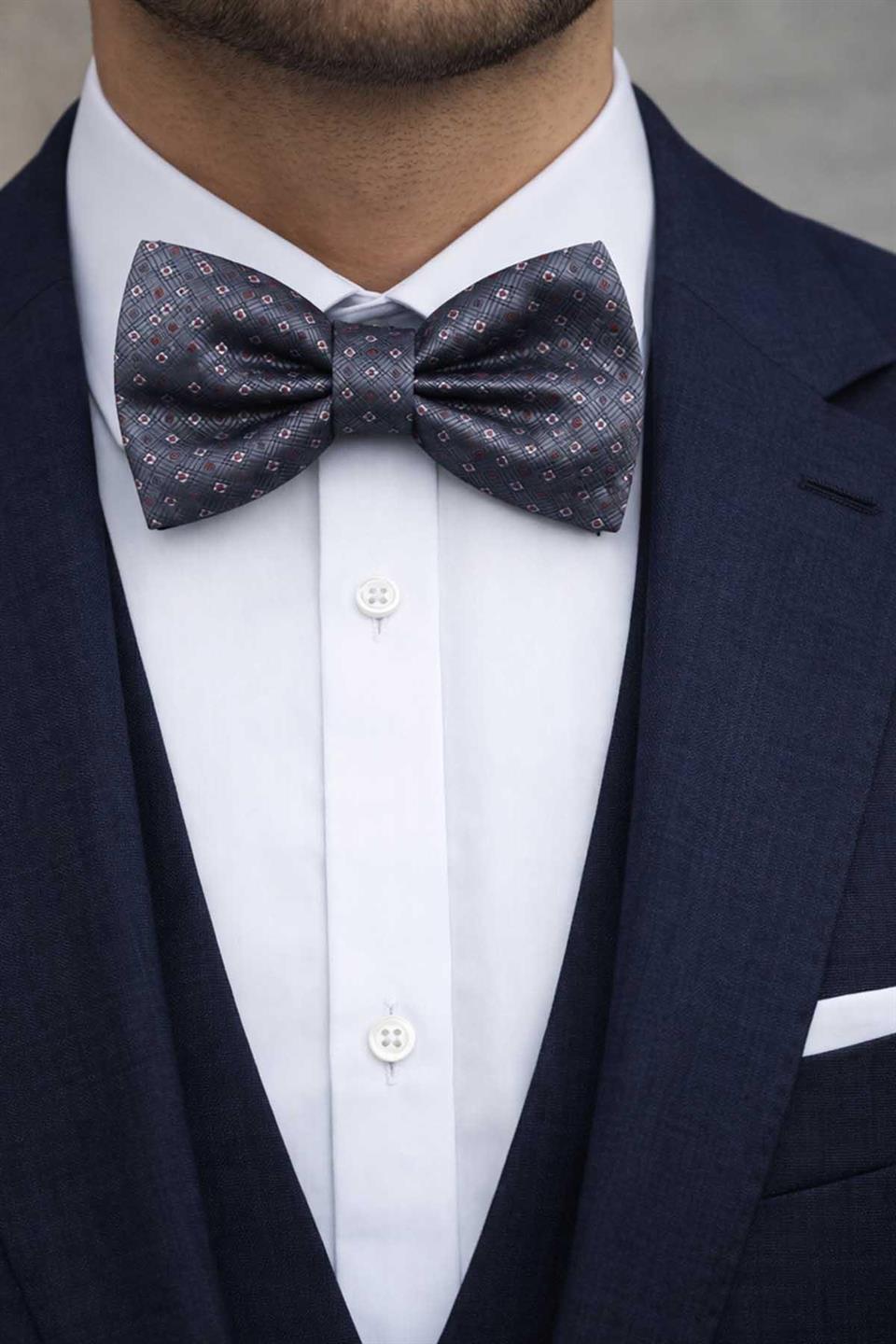 Gri Küçük Desen Papyon P2001