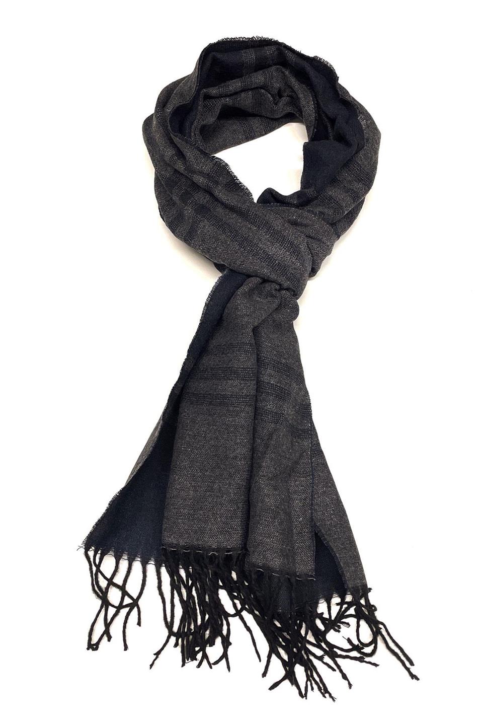 Gri - Lacivert Çift Taraflı Erkek Kaşkol K370