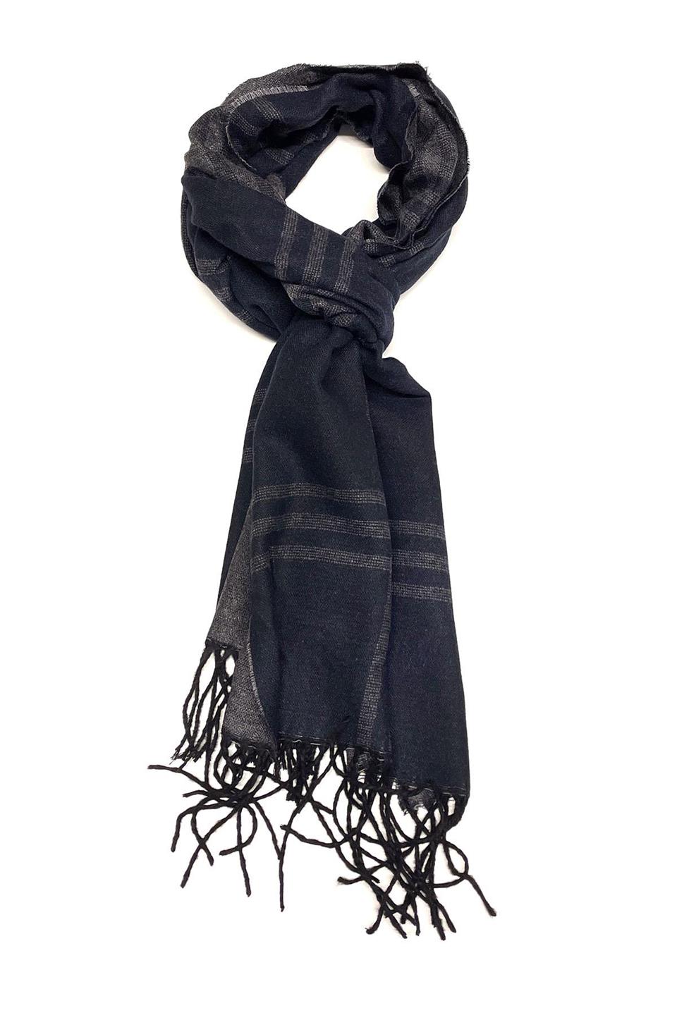 Gri - Lacivert Çift Taraflı Erkek Kaşkol K370