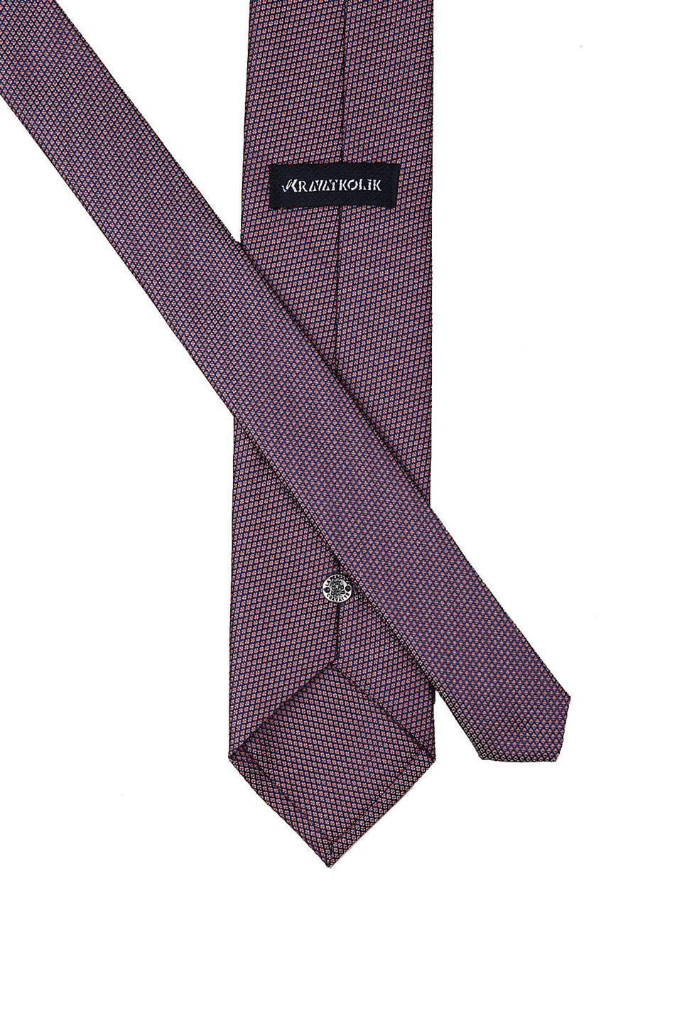 Gri - Lacivert Nokta Desen Mendilli Klasik Kravat KK10354