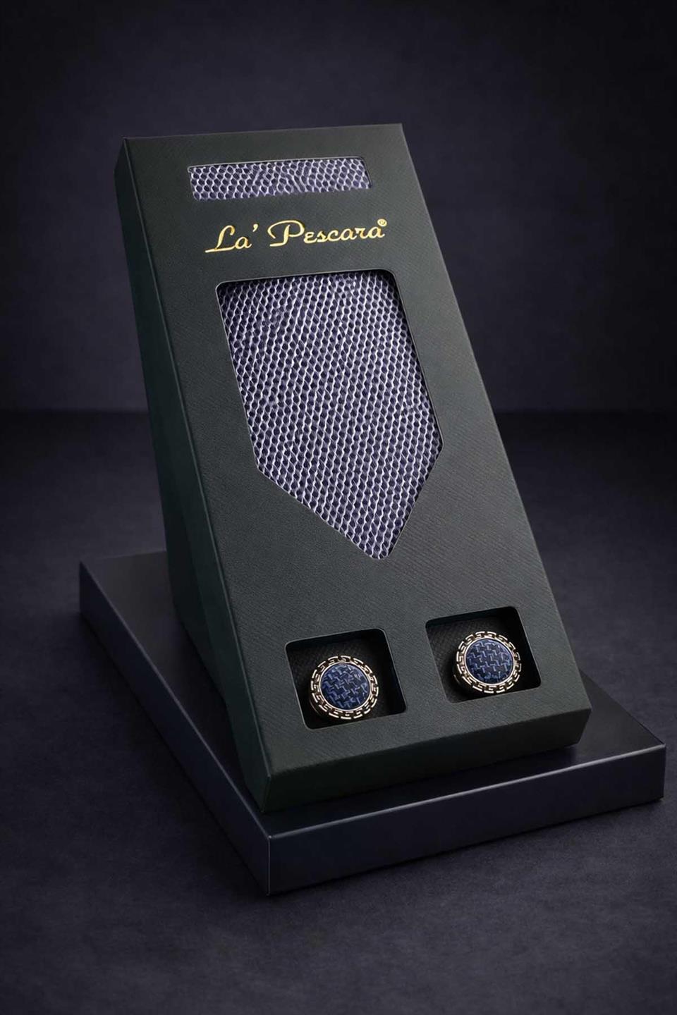 Gri Mendilli Klasik Kravat Kol Düğmesi Erkek Hediye Seti OS622