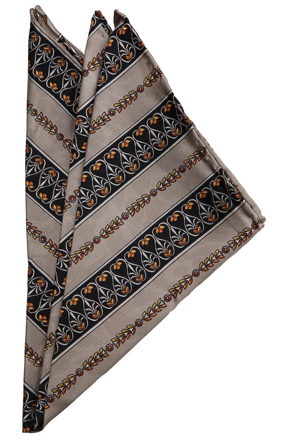 Gri Motif Baskılı İpek Mendil SPS426