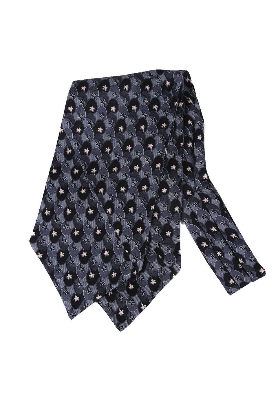 Gri Motif Desen İpek İtalyan Erkek Ascot K434