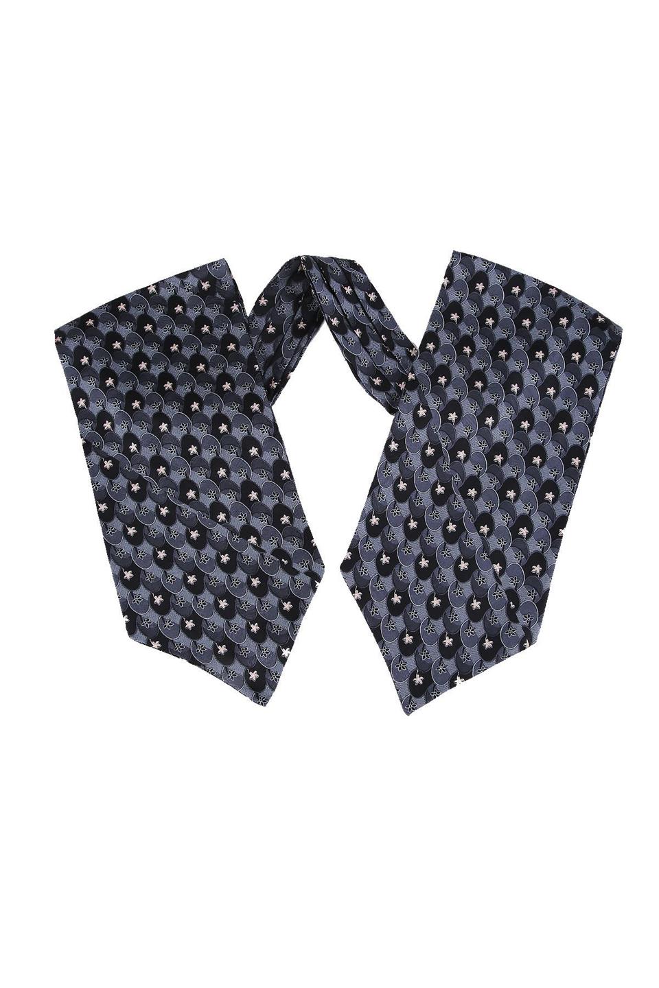 Gri Motif Desen İpek İtalyan Erkek Ascot K434