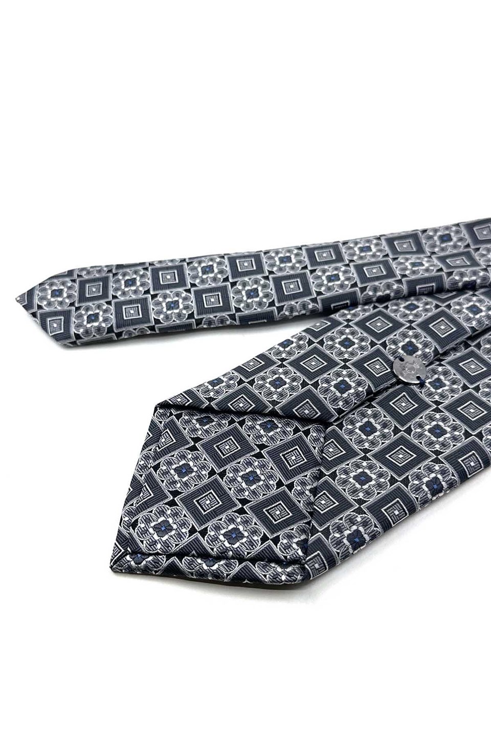 Gri Motif Desen Mendilli Klasik Kravat KK13954