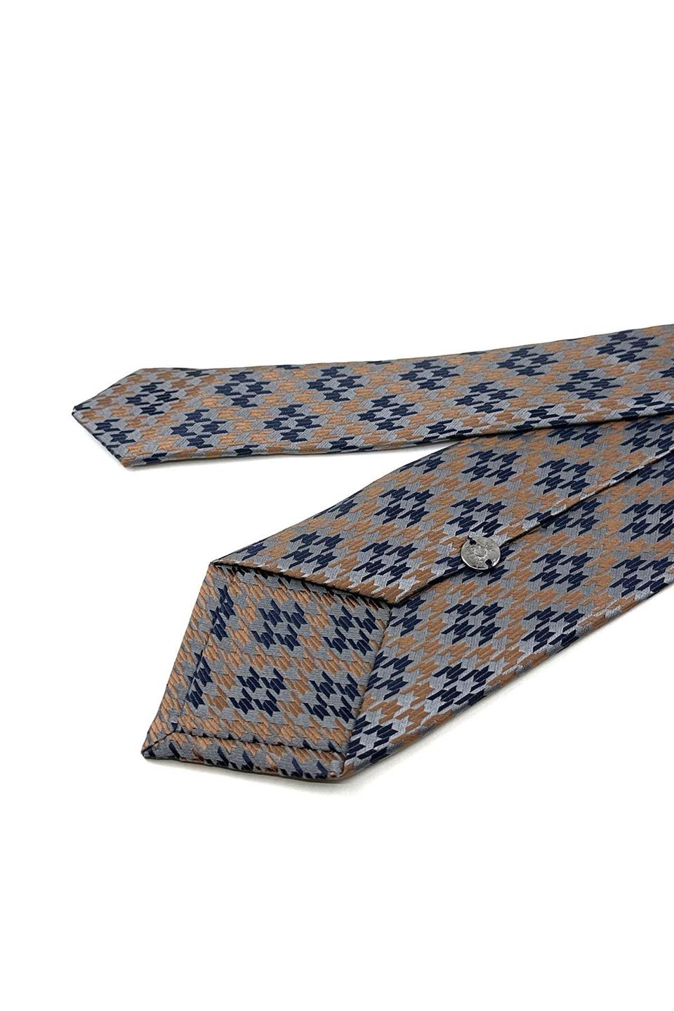 Gri Motif Desen Mendilli Klasik Kravat KK12027