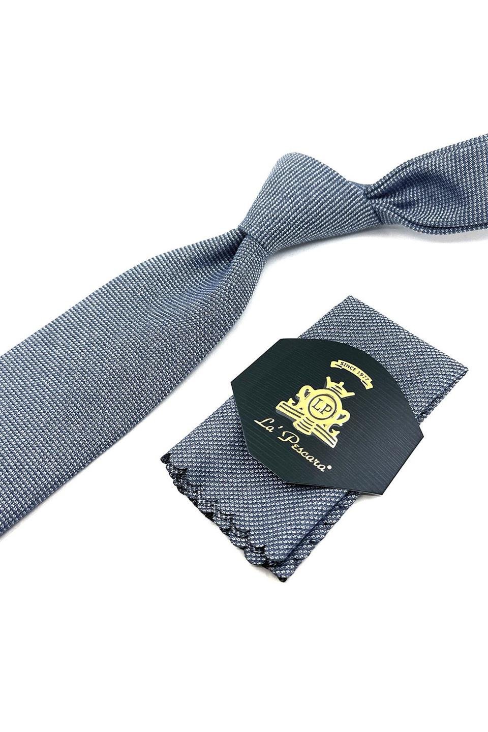 Gri Nokta Desen Mendilli Klasik Yün Kravat KK12133