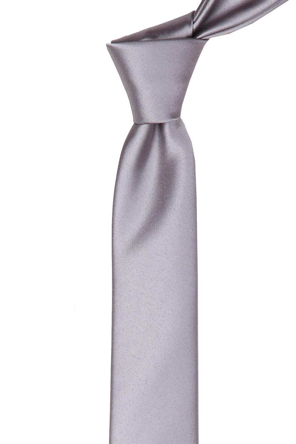 Gri Saten Düz Çok İnce Kravat UST06
