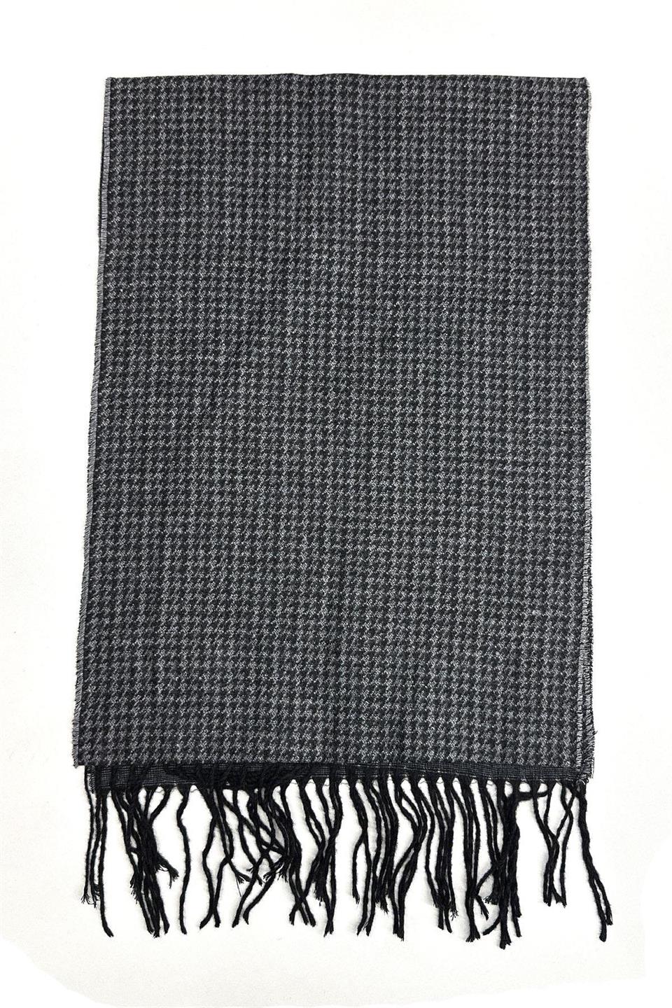 Gri - Siyah Küçük Desen Erkek Kaşkol K498