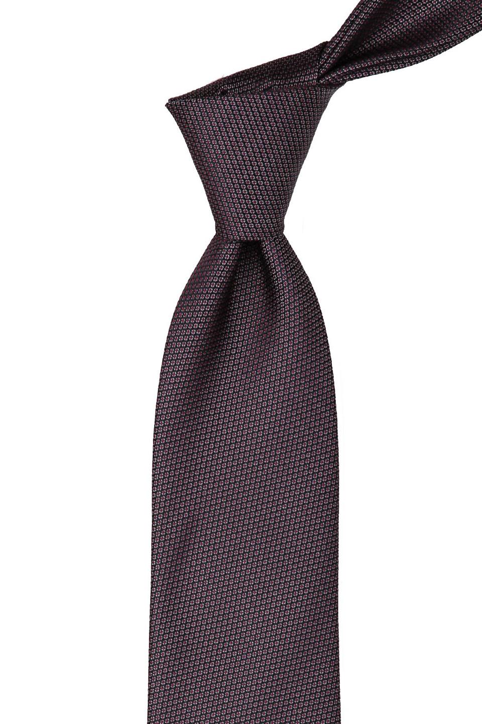 Gri - Siyah Nokta Desen Mendilli Klasik Kravat KK10358