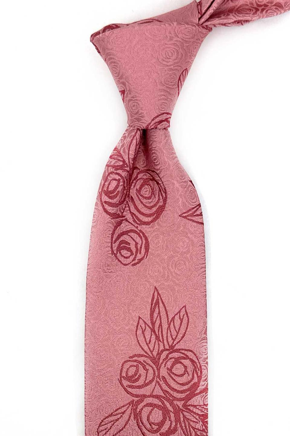 Gül Kurusu Motif İpek Kravat İK2378