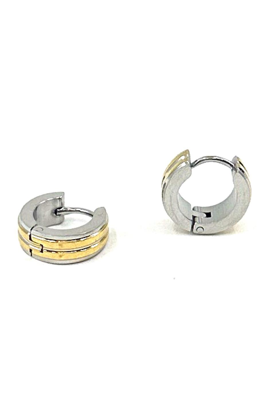 Gümüş Renk - Altın Renk Yuvarlak Unisex Küpe EAR22