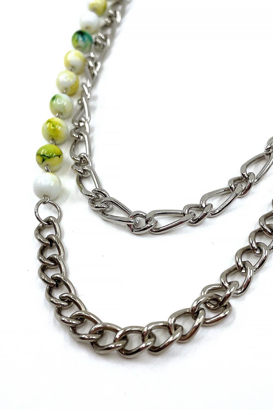 Gümüş Renk Beyaz Sarı Detaylı Pantolon Zinciri PZ88