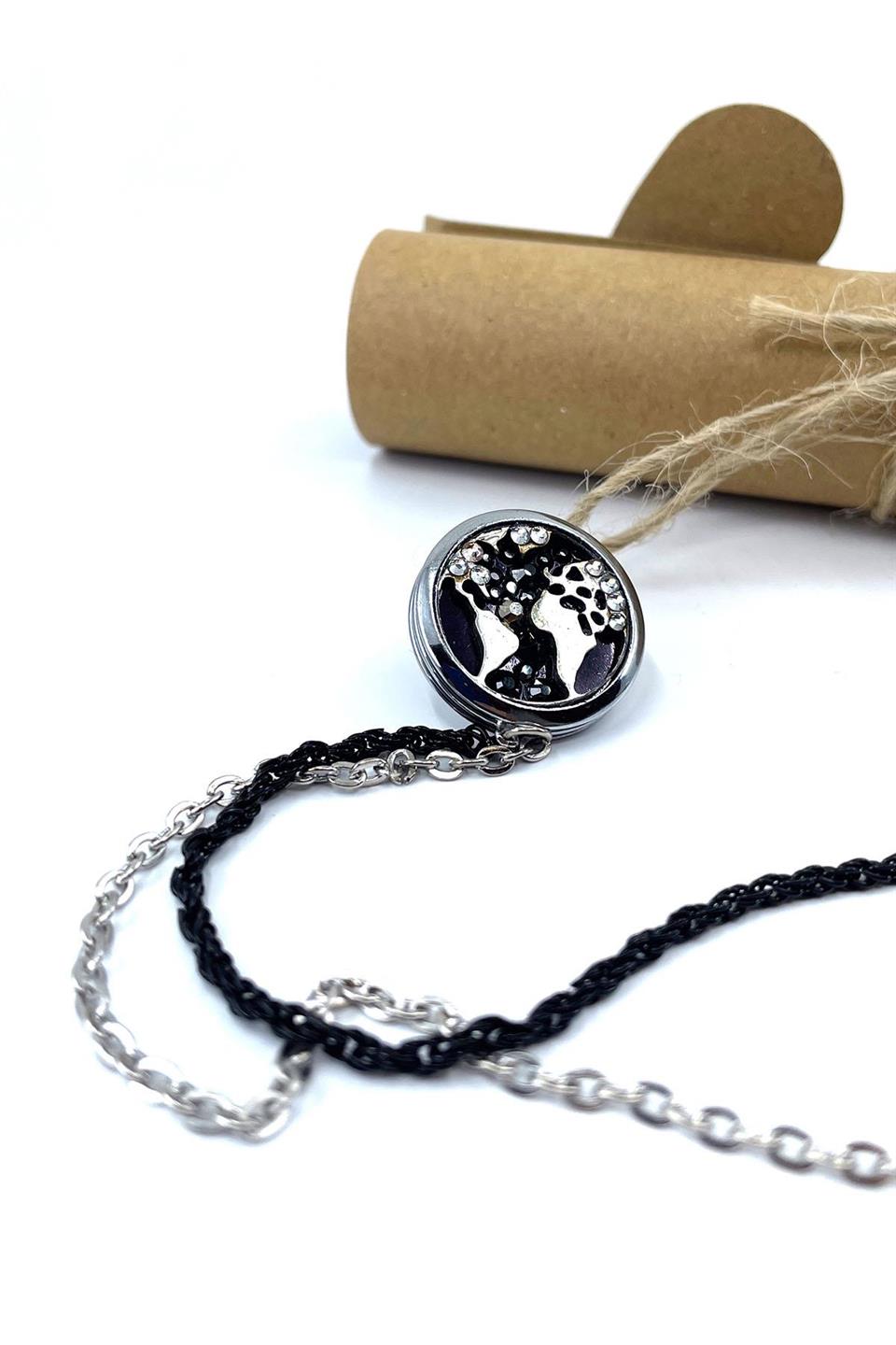 Gümüş Renk Dünya Haritası Zincirli Ceket Yaka İğnesi YI403