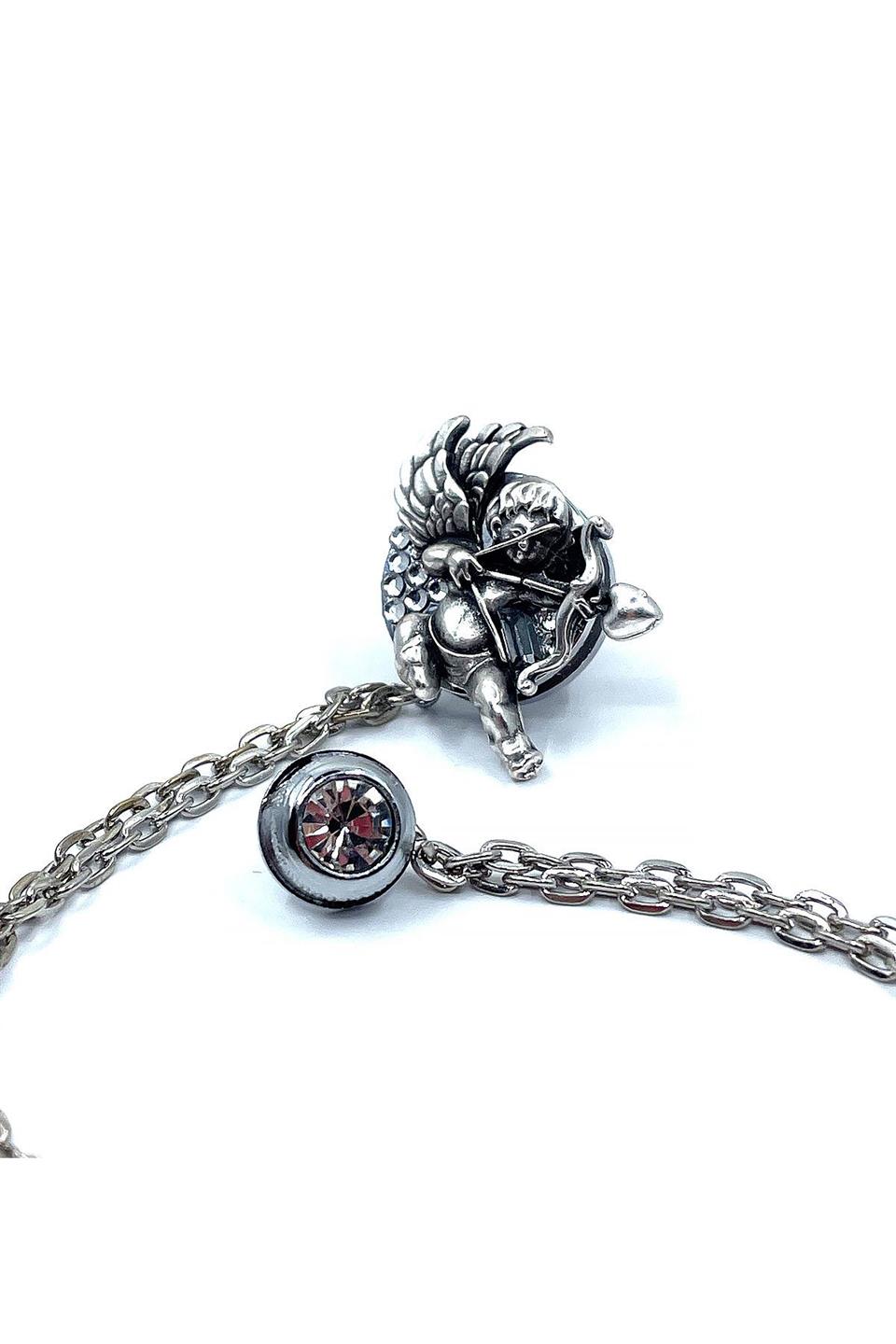 Gümüş Renk Eros Motif Zincirli Ceket Yaka İğnesi YI379