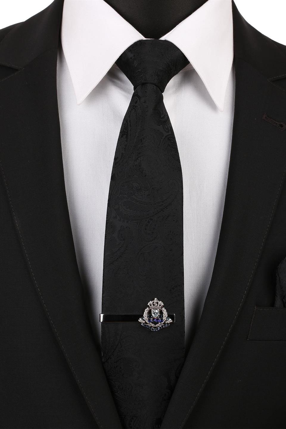 Gümüş Renk Kral Tacı Motif Kravat İğnesi KIY128