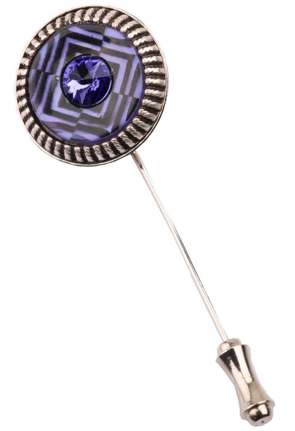 Gümüş Renk Mor Taşlı Yaka İğnesi YI171