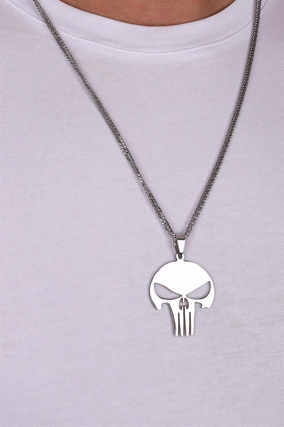 Gümüş Renk Skull Kolye KLY106