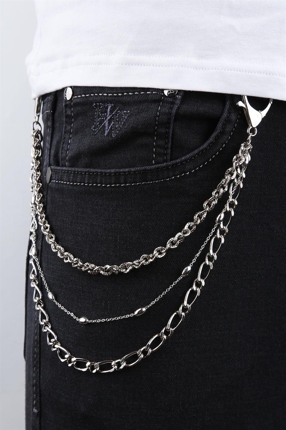 Gümüş Renk Üçlü Pantolon Zinciri PZ52