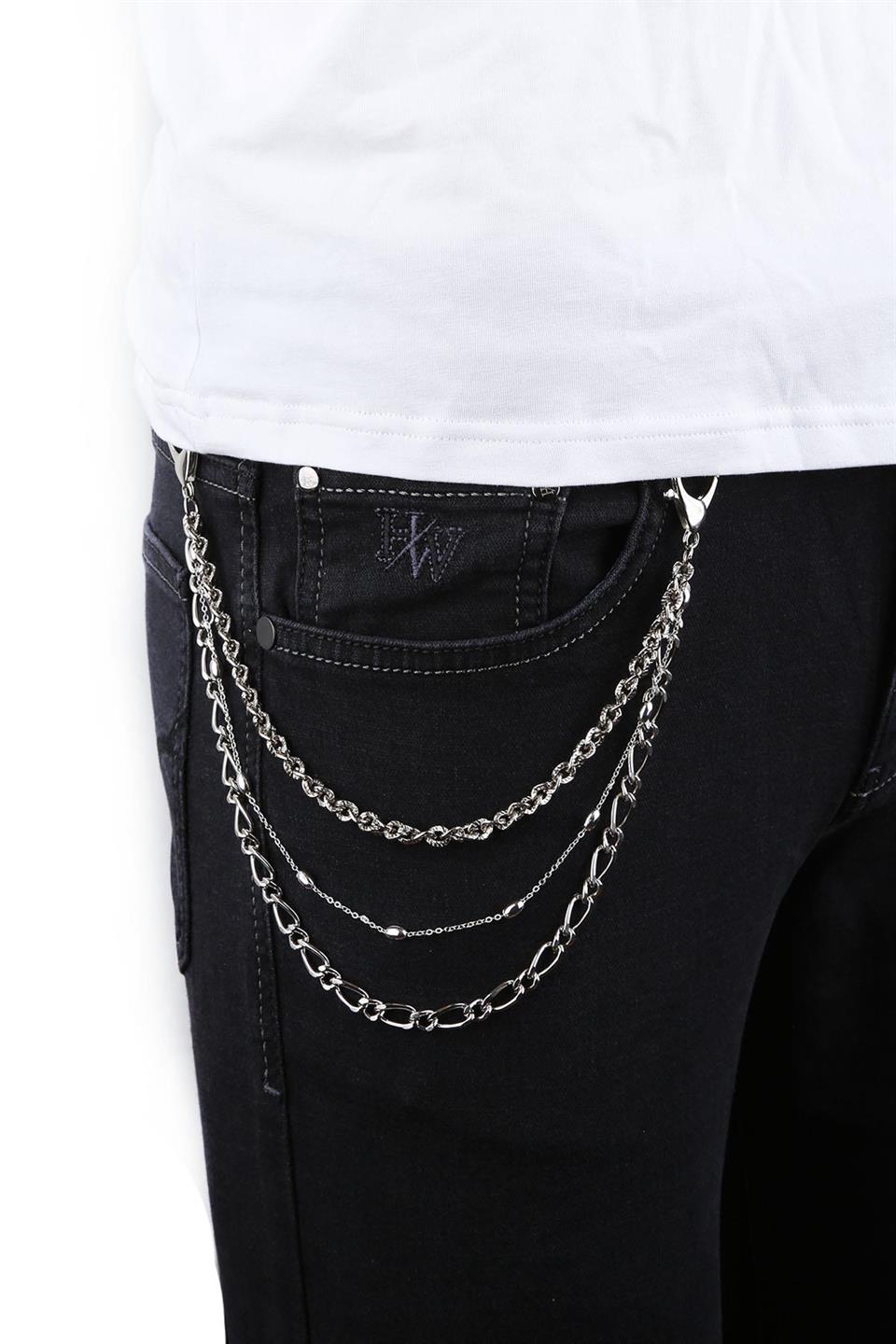 Gümüş Renk Üçlü Pantolon Zinciri PZ52