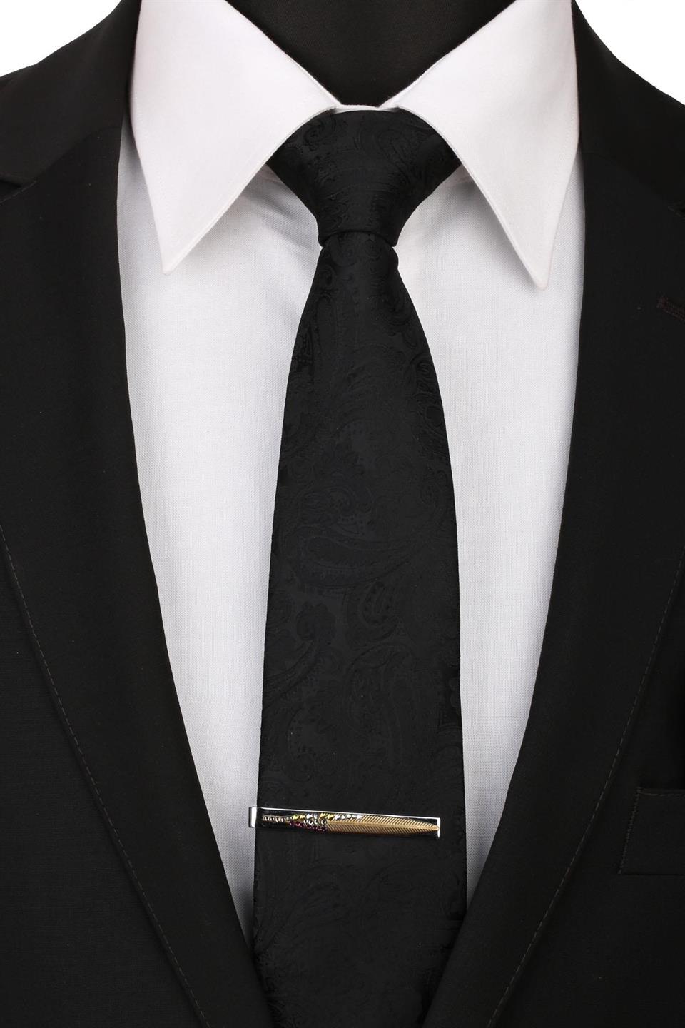 Gümüş Renk Yaprak Motif Kravat İğnesi KIY121