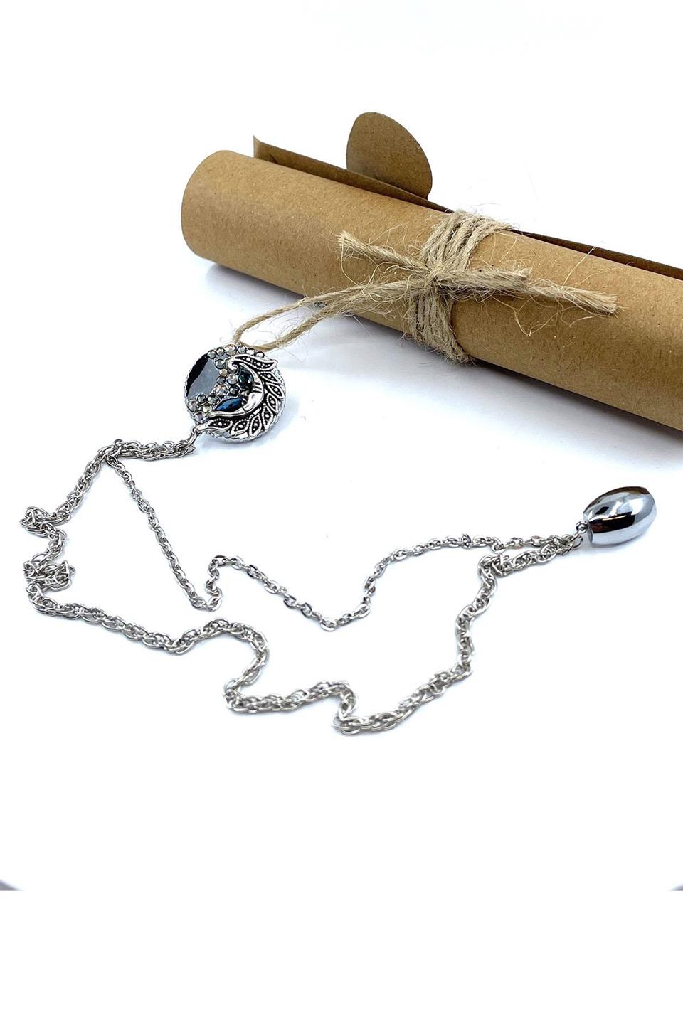 Gümüş Renk Zincirli Ceket Yaka İğnesi YI405