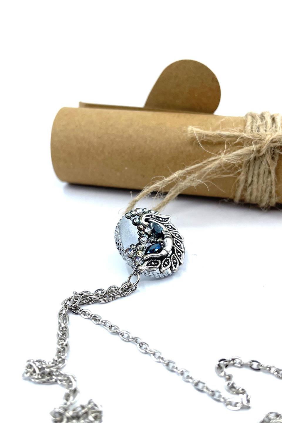 Gümüş Renk Zincirli Ceket Yaka İğnesi YI405