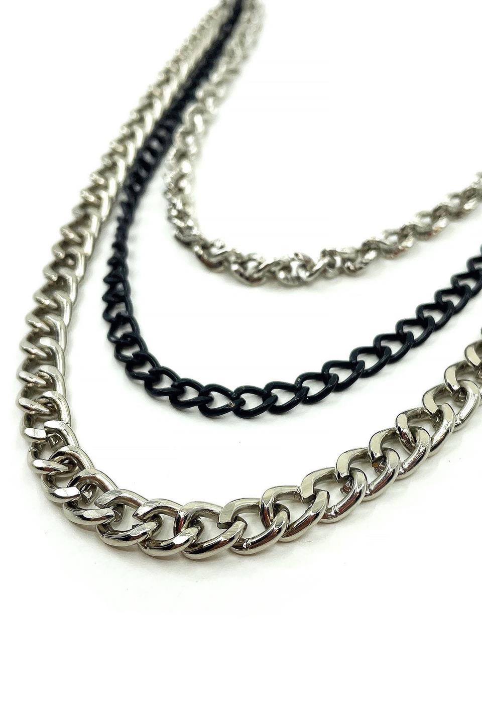 Gümüş Siyah Renk Üçlü Pantolon Zinciri PZ61