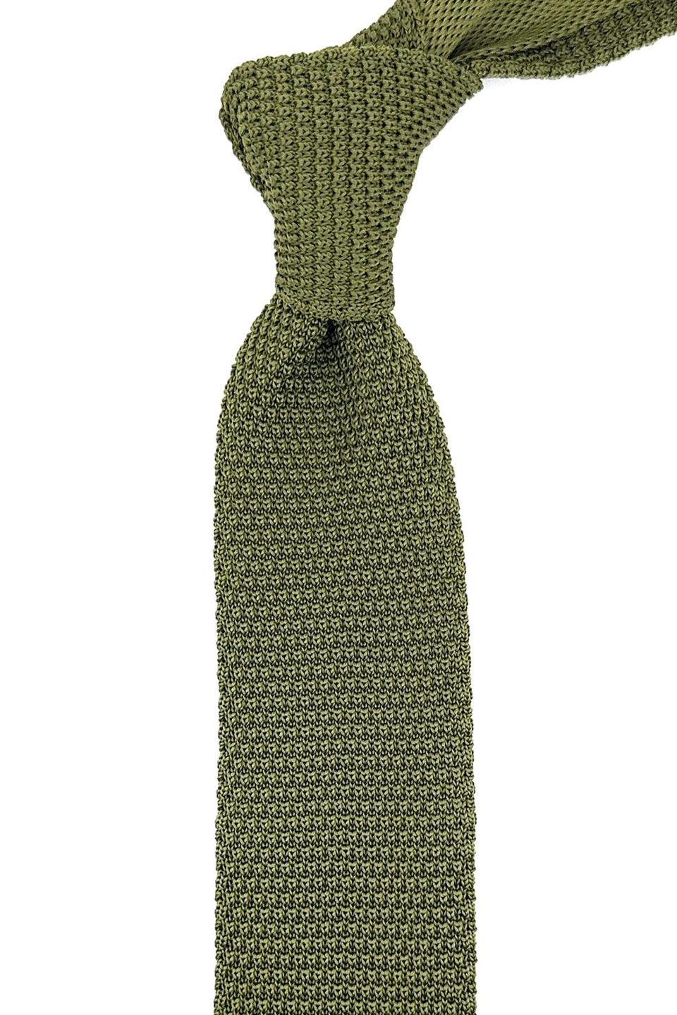 Haki Yeşili Düz Örgü Kravat ÖR8334