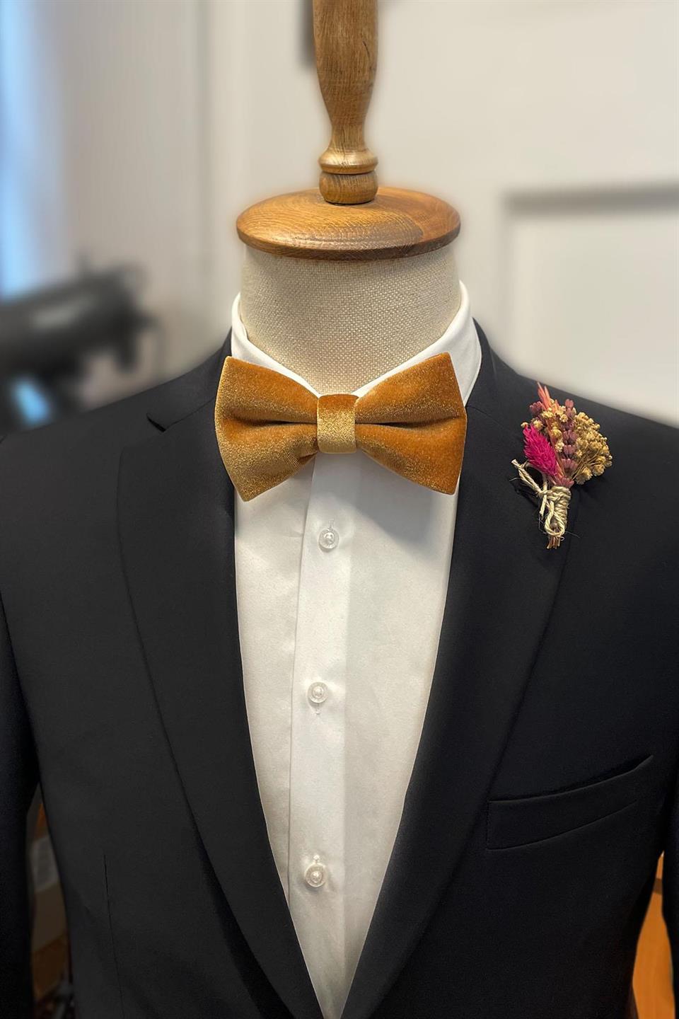 Hardal Kadife Düz Papyon P1705