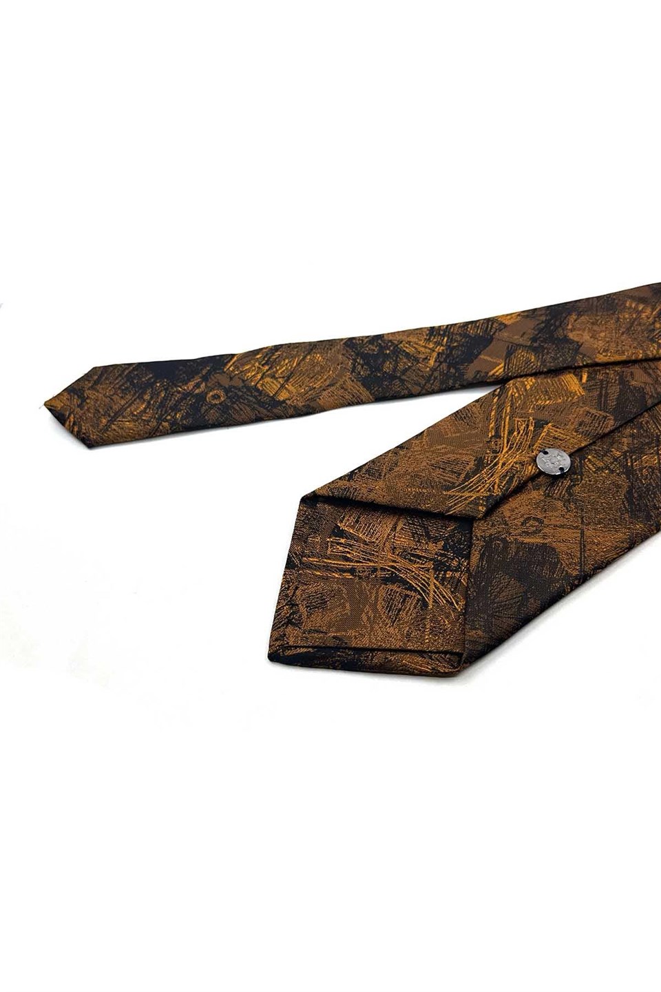 Hardal Kahve Motif Desen Mendilli Klasik Kravat KK13749