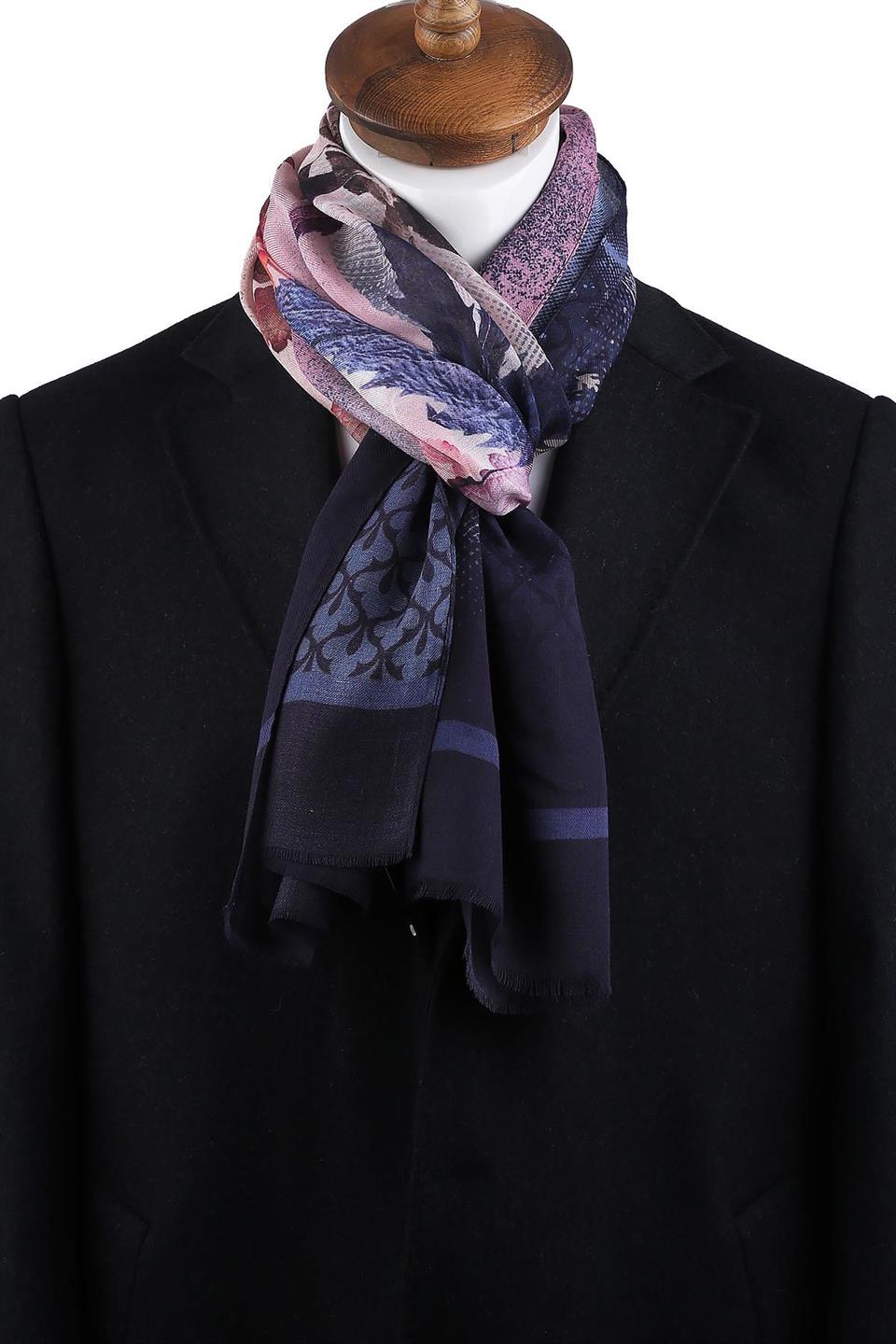 Hester Style Lacivert - Pembe İtalyan Modal Kaşkol MDL11