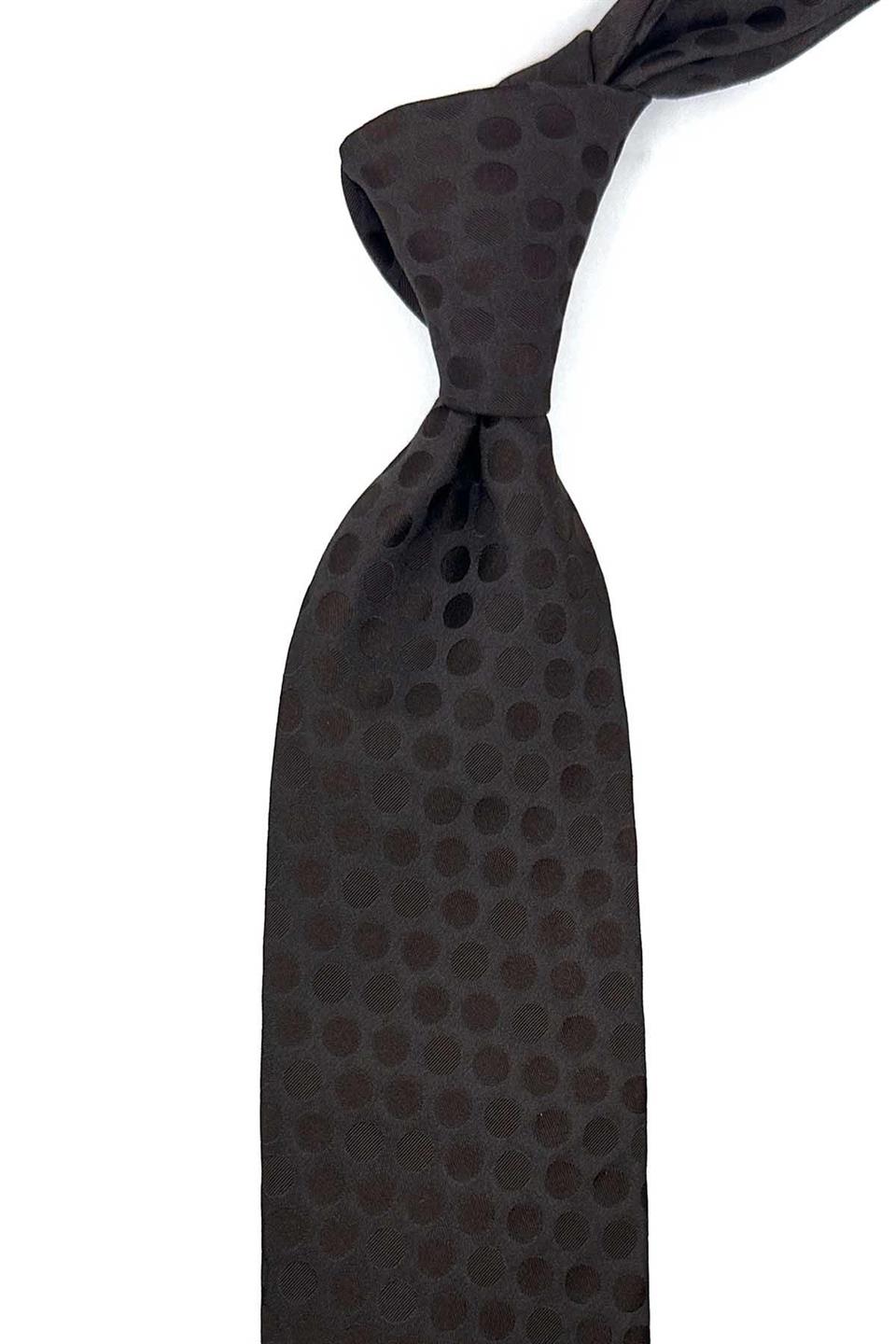 Hualapai Style Kahverengi Puantiye Desen İtalyan İpek Kravat İK1613